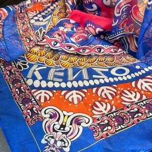 KENZO  Paris France Vibrant Paisley Silk Scarf